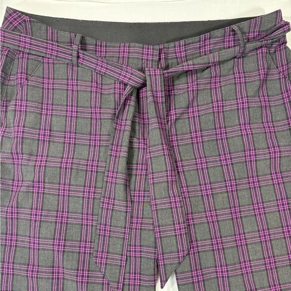 Lane Bryant Purple Gray Bold Plaid Wide Leg Pants - Picture 4 of 9